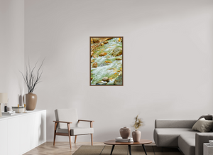 24 x 36″, Floater Basel 0.6 Wallnut Brown Himalayan Stream — Ice-Melt in Motion
