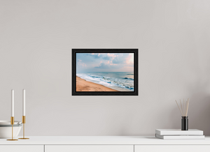 12 x 8″, Floater Frame Basel 0.6", Black oak Marina Beach Dawn — Chennai, India