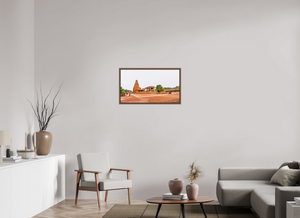 32 x 18″, Floater Basel 0.6 Wallnut Brown Brihadeeswarar Temple, Thanjavur — Chola Vimana Panorama