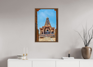 20 x 30″, Floater Basel 0.6 Wallnut Brown Brihadeeswarar Temple Vimana, Thanjavur — Framed View (UNESCO)
