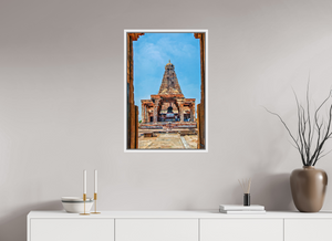 20 x 30″, Floater Basel 0.6 White Matt Brihadeeswarar Temple Vimana, Thanjavur — Framed View (UNESCO)
