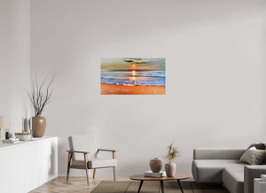 40 x 22.5″, Photo Print Under Acrylic Glass Sunrise at Marina Beach — Chennai, India