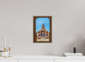 8 x 12″, Floater Basel 0.6 Wallnut Brown Brihadeeswarar Temple Vimana, Thanjavur — Framed View (UNESCO)