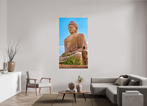 39.4 x 70″, Photo Print Under Acrylic Glass Great Buddha Statue, Bodh Gaya — Morning Light (India)