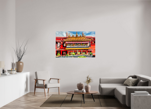 54 x 36″, Photo Print Under Acrylic Glass Jokhang Temple, Lhasa — Gilded Balcony & Prayer Banners (Tibet)