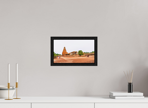 12 x 6.8″, Floater 0.6" Basel Black Oak Frame Brihadeeswarar Temple, Thanjavur — Chola Vimana Panorama