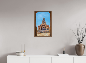 16 x 24″, Floater Basel 0.6 Wallnut Brown Brihadeeswarar Temple Vimana, Thanjavur — Framed View (UNESCO)