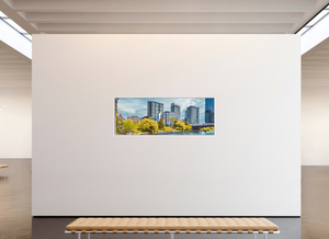 75.8 x 28″, Floater Basel 0.6 White Matt Harrison Street Bridge & Southbank, Chicago — Riverfront Panorama