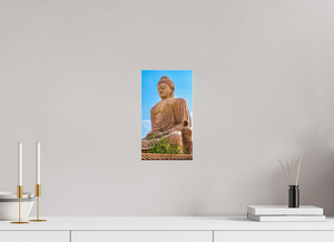 6.8 x 12″, Photo Print Under Acrylic Glass Great Buddha Statue, Bodh Gaya — Morning Light (India)
