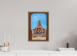 10 x 15″, Floater Basel 0.6 Wallnut Brown Brihadeeswarar Temple Vimana, Thanjavur — Framed View (UNESCO)