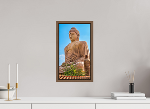 9 x 16″, Floater Basel 0.6 Wallnut Brown Great Buddha Statue, Bodh Gaya — Morning Light (India)