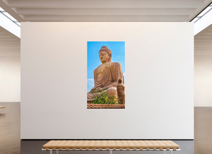 45 x 80″, Photo Print Under Acrylic Glass Great Buddha Statue, Bodh Gaya — Morning Light (India)