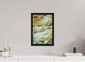 10 x 15″, Floater Basel 0.6", Black oak Frame Himalayan Stream — Ice-Melt in Motion