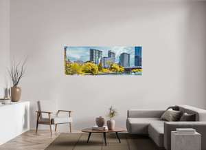 75.8 x 28″, Photo Print Under Acrylic Glass Harrison Street Bridge & Southbank, Chicago — Riverfront Panorama