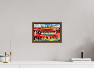12 x 8″, Floater Basel 0.6 Wallnut Brown Jokhang Temple, Lhasa — Gilded Balcony & Prayer Banners (Tibet)