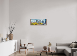 32.5 x 12″, Floater Basel 0.6 Wallnut Brown Harrison Street Bridge & Southbank, Chicago — Riverfront Panorama
