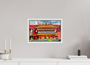 15 x 10″, Floater Basel 0.6 White Matt Jokhang Temple, Lhasa — Gilded Balcony & Prayer Banners (Tibet)