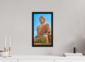 9 x 16″, Floater Frame Basel o.6", Black Oak Great Buddha Statue, Bodh Gaya — Morning Light (India)