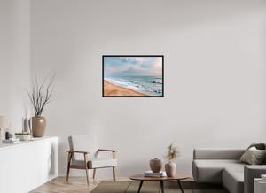 36 x 24″, Floater Frame Basel 0.6", Black oak Marina Beach Dawn — Chennai, India