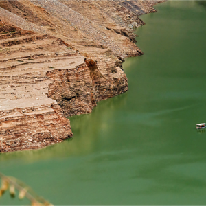 Main image Tiny Boat, Vast Tehri Lake — Garhwal Himalayas