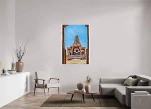 36 x 54″, Floater Basel 0.6 White Matt Brihadeeswarar Temple Vimana, Thanjavur — Framed View (UNESCO)