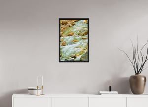 16 x 24″, Floater Basel 0.6", Black oak Frame Himalayan Stream — Ice-Melt in Motion