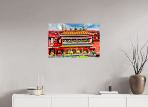 30 x 20″, Photo Print Under Acrylic Glass Jokhang Temple, Lhasa — Gilded Balcony & Prayer Banners (Tibet)