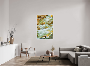 36 x 54″, Floater Basel 0.6 Wallnut Brown Himalayan Stream — Ice-Melt in Motion