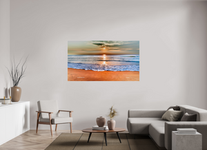 70 x 39.4″, Photo Print Under Acrylic Glass Sunrise at Marina Beach — Chennai, India