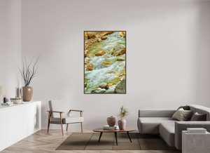 40 x 60″, Floater Basel 0.6 Wallnut Brown Himalayan Stream — Ice-Melt in Motion