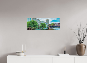 32.5 x 12″, Photo Print Under Acrylic Glass Chicago River Cottages, Harry Weese (1988–89)