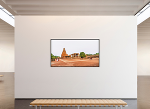 80 x 45″, Floater 0.6" Basel Black Oak Frame Brihadeeswarar Temple, Thanjavur — Chola Vimana Panorama