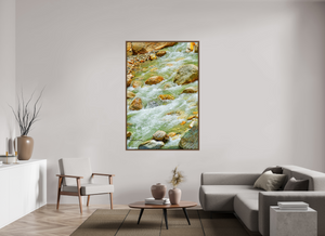 44 x 66″, Floater Basel 0.6 Wallnut Brown Himalayan Stream — Ice-Melt in Motion