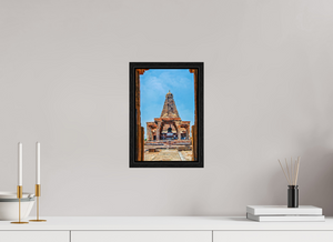 8 x 12″, Floater Frame Basel 0.6" Black Oak Brihadeeswarar Temple Vimana, Thanjavur — Framed View (UNESCO)