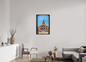 24 x 36″, Floater Frame Basel 0.6" Black Oak Brihadeeswarar Temple Vimana, Thanjavur — Framed View (UNESCO)