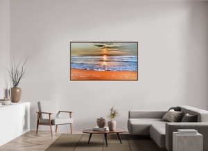 64 x 36″, Floater Basel 0.6 Wallnut Brown Sunrise at Marina Beach — Chennai, India