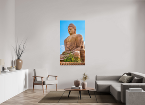 36 x 64″, Photo Print Under Acrylic Glass Great Buddha Statue, Bodh Gaya — Morning Light (India)