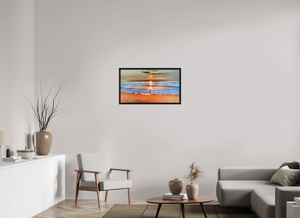32 x 18″, Black Oak Floater Frame Sunrise at Marina Beach — Chennai, India