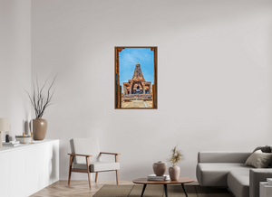 24 x 36″, Floater Basel 0.6 Wallnut Brown Brihadeeswarar Temple Vimana, Thanjavur — Framed View (UNESCO)