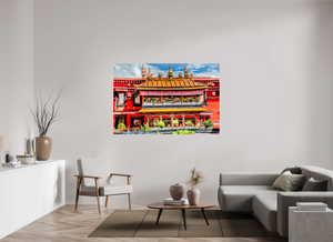66 x 44″, Photo Print On Fuji Crystal DP II Jokhang Temple, Lhasa — Gilded Balcony & Prayer Banners (Tibet)